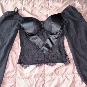 Black Lace Bustier Top